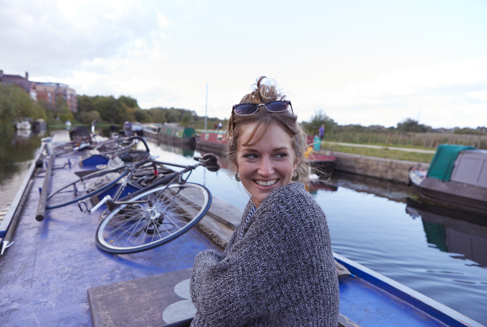Woman On Canal Boat